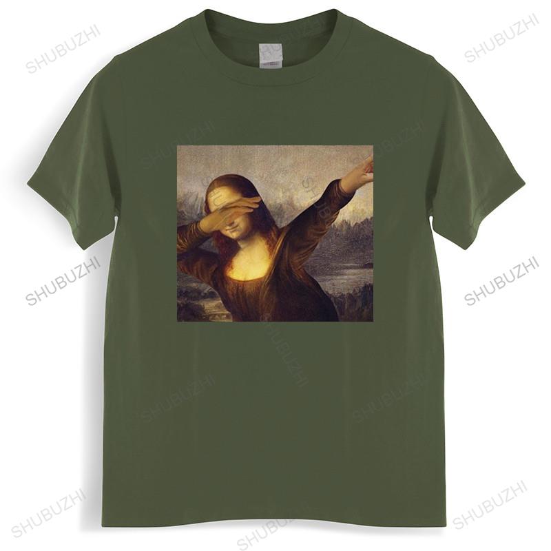 Tshirt men cotton tops Unisex Dabbing Mona Lisa Dab Hiphop Classic Art Gioconda Black men t shirt euro size