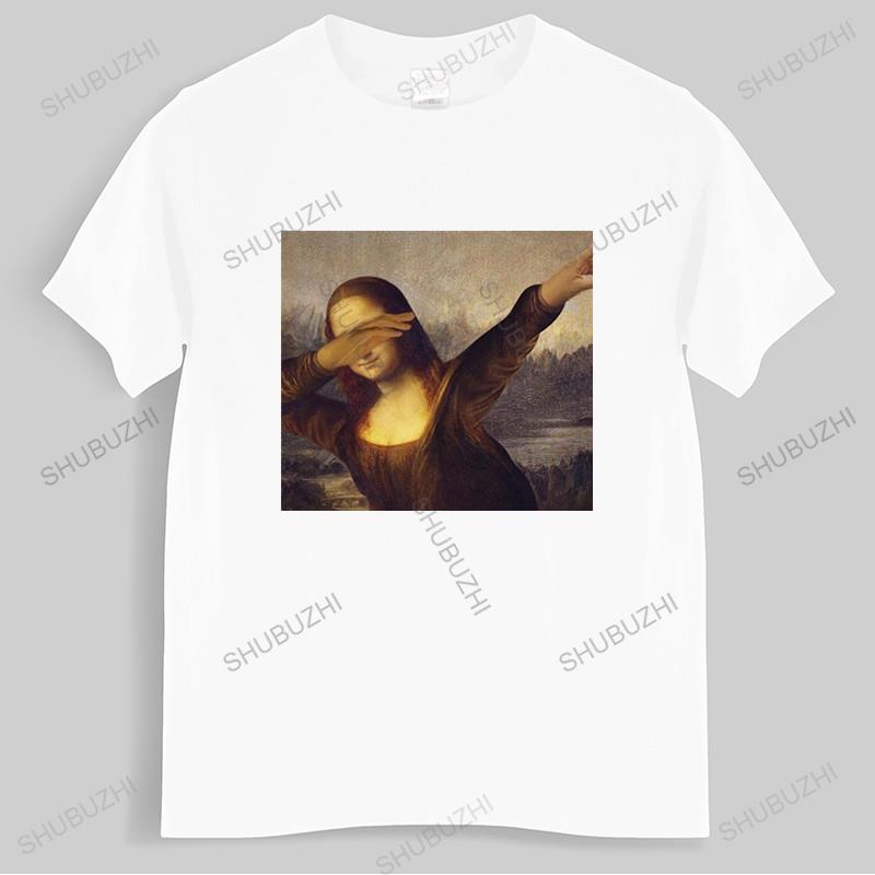 Tshirt men cotton tops Unisex Dabbing Mona Lisa Dab Hiphop Classic Art Gioconda Black men t shirt euro size