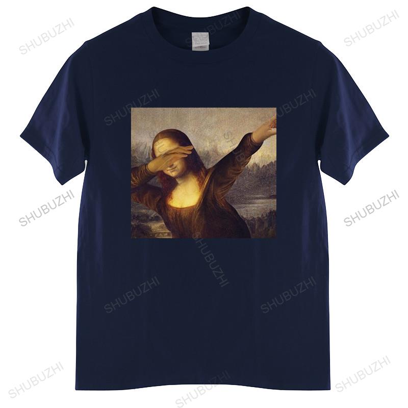 Tshirt men cotton tops Unisex Dabbing Mona Lisa Dab Hiphop Classic Art Gioconda Black men t shirt euro size