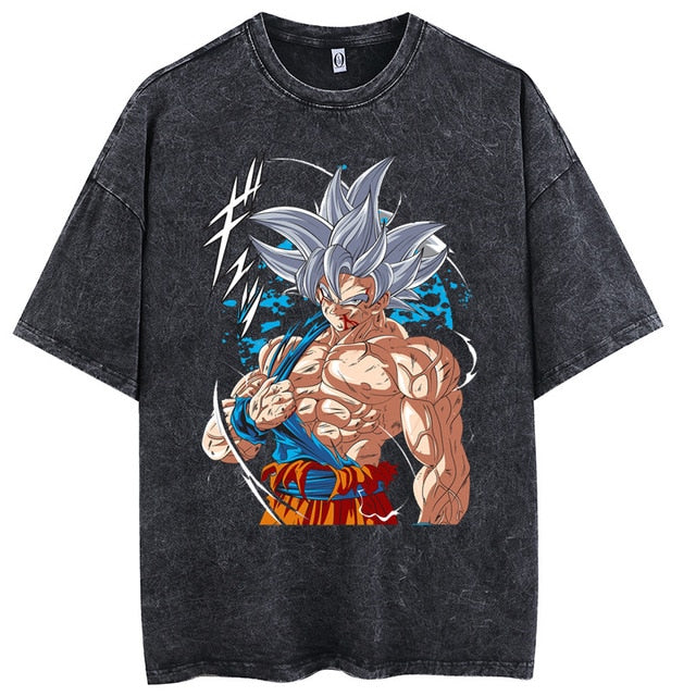 Anime Tshirt Men Hip Hop Vintage Washed Oversized Streetwear 100% Cotton 2023 Harajuku T-shirt Wholesale DropShipping