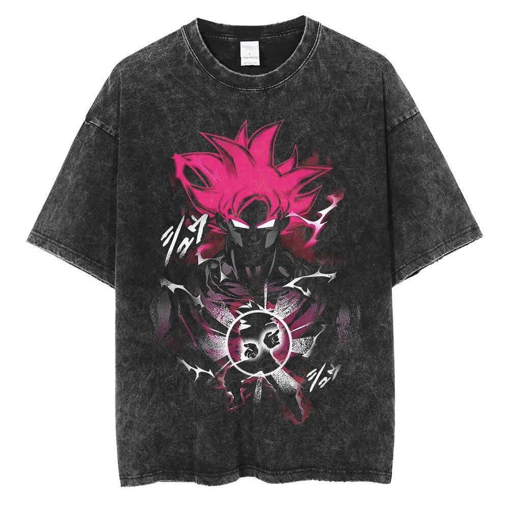 Anime Tshirt Men Hip Hop Vintage Washed Oversized Streetwear 100% Cotton 2023 Harajuku T-shirt Wholesale DropShipping