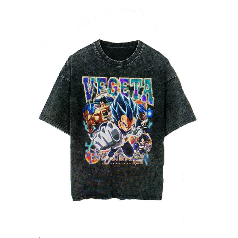 Anime Tshirt Men Hip Hop Vintage Washed Oversized Streetwear 100% Cotton 2023 Harajuku T-shirt Wholesale DropShipping