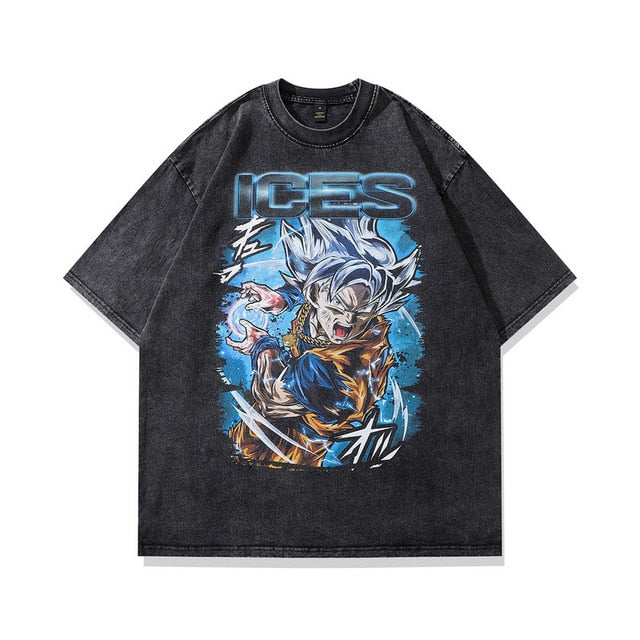 Anime Tshirt Men Hip Hop Vintage Washed Oversized Streetwear 100% Cotton 2023 Harajuku T-shirt Wholesale DropShipping