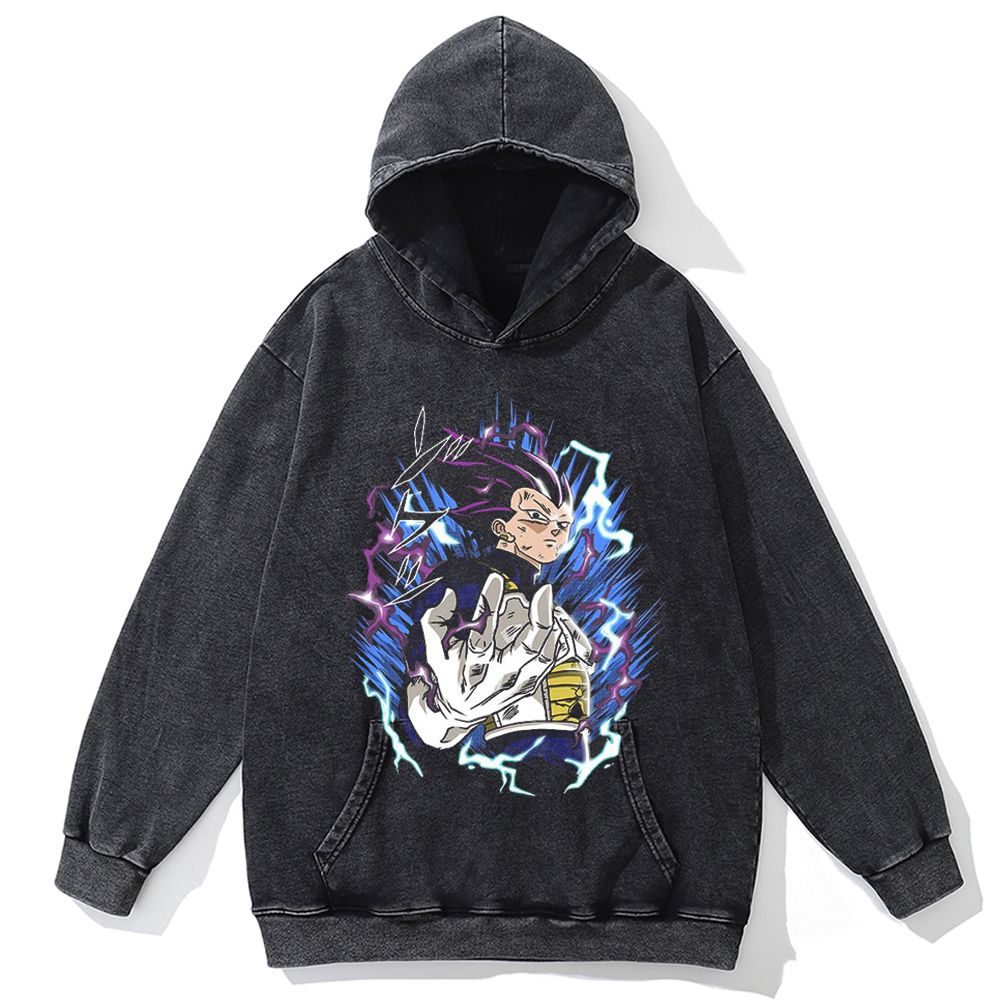 Hip Hop Streetwear Men Vintage Hoodie Sweatshirt Anime Dragon Ball Graphic Hooded Pullover Harajuku Cotton Washed Black Hoodie