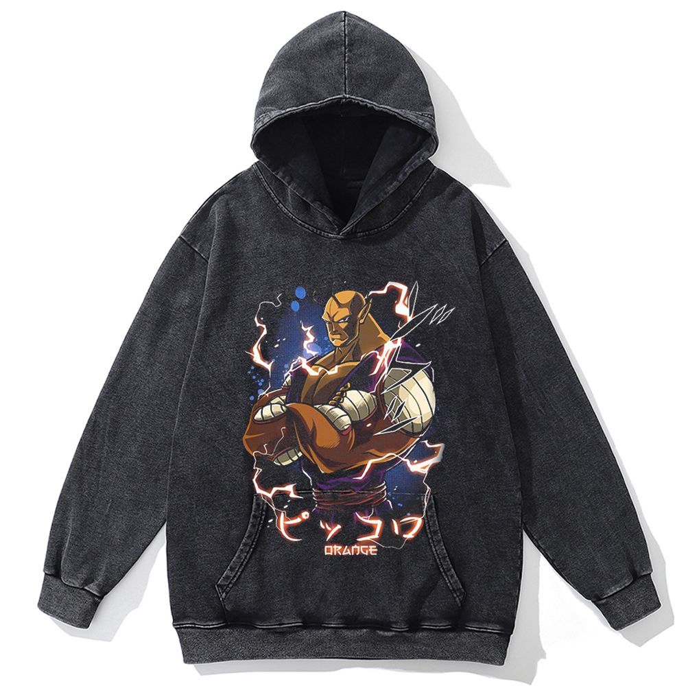 Hip Hop Streetwear Men Vintage Hoodie Sweatshirt Anime Dragon Ball Graphic Hooded Pullover Harajuku Cotton Washed Black Hoodie