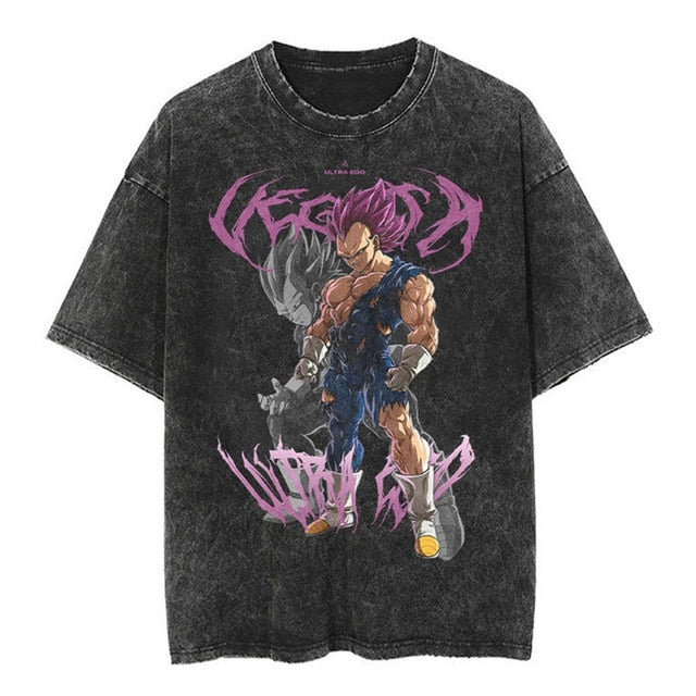 Anime Tshirt Men Hip Hop Vintage Washed Oversized Streetwear 100% Cotton 2023 Harajuku T-shirt Wholesale DropShipping