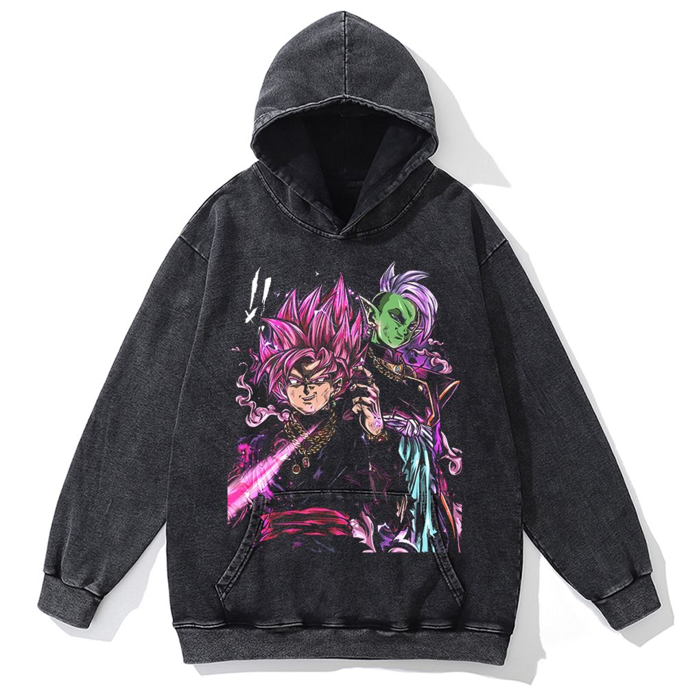 Hip Hop Streetwear Men Vintage Hoodie Sweatshirt Anime Dragon Ball Graphic Hooded Pullover Harajuku Cotton Washed Black Hoodie