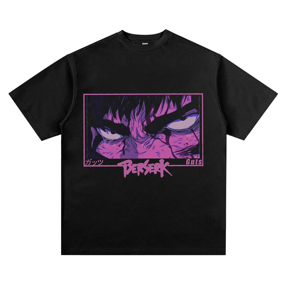 Berserk T-Shirt Men Washed T Shirt Japanese Anime Guts Graphic Tshirt Hip Hop Streetwear Summer Casual Cotton Short Sleeve Tees