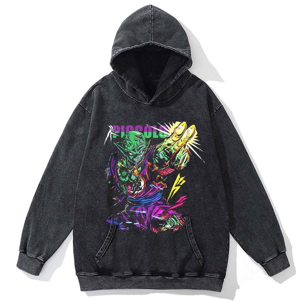 Hip Hop Streetwear Men Vintage Hoodie Sweatshirt Anime Dragon Ball Graphic Hooded Pullover Harajuku Cotton Washed Black Hoodie