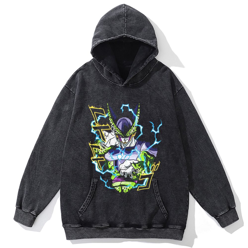 Hip Hop Streetwear Men Vintage Hoodie Sweatshirt Anime Dragon Ball Graphic Hooded Pullover Harajuku Cotton Washed Black Hoodie