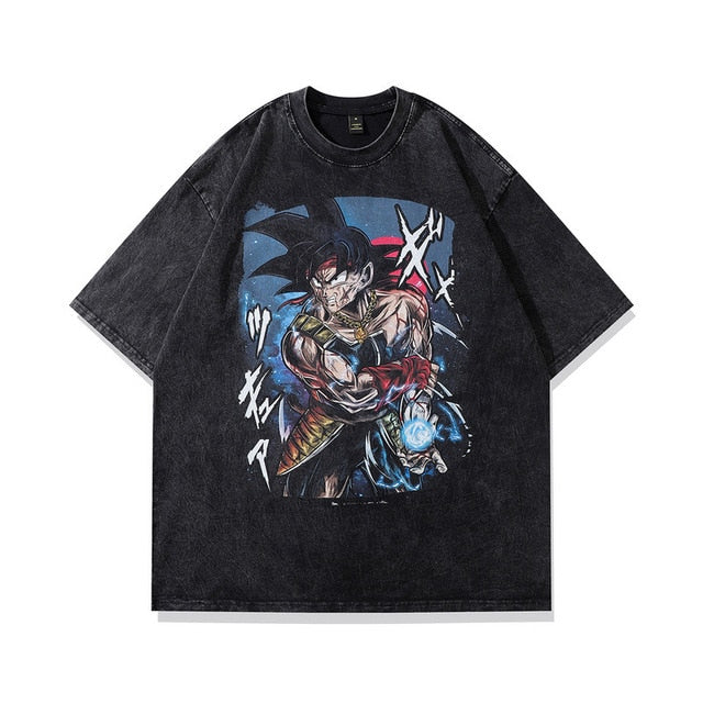 Anime Tshirt Men Hip Hop Vintage Washed Oversized Streetwear 100% Cotton 2023 Harajuku T-shirt Wholesale DropShipping