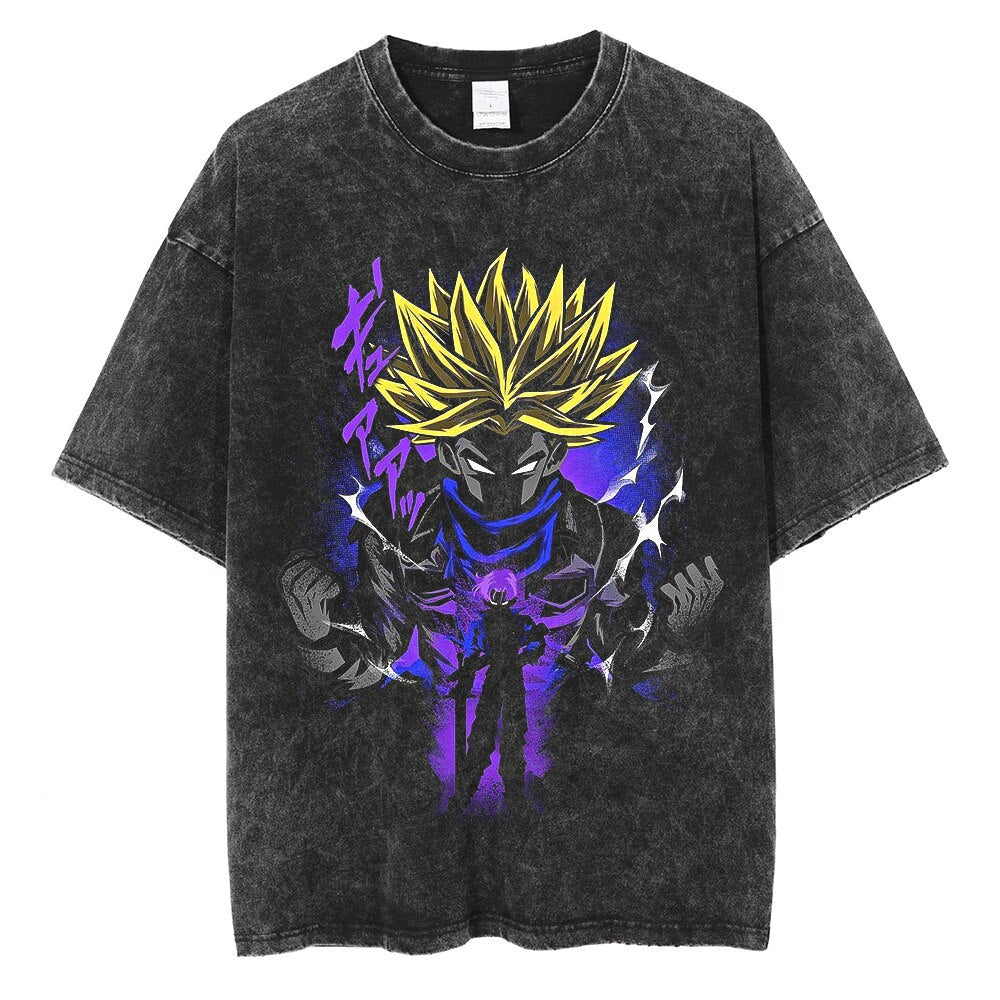 Anime Tshirt Men Hip Hop Vintage Washed Oversized Streetwear 100% Cotton 2023 Harajuku T-shirt Wholesale DropShipping