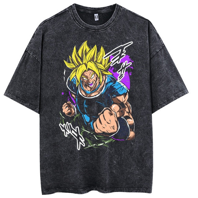 Anime Tshirt Men Hip Hop Vintage Washed Oversized Streetwear 100% Cotton 2023 Harajuku T-shirt Wholesale DropShipping