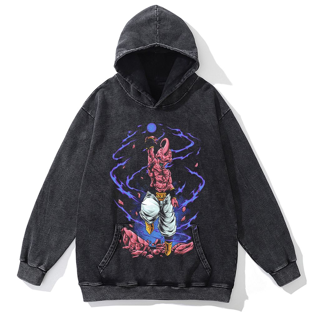 Hip Hop Streetwear Men Vintage Hoodie Sweatshirt Anime Dragon Ball Graphic Hooded Pullover Harajuku Cotton Washed Black Hoodie