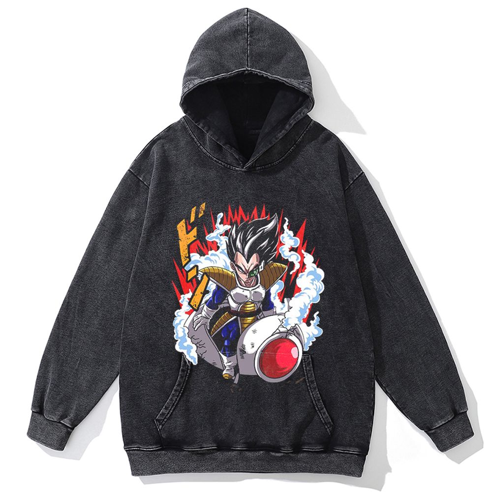 Hip Hop Streetwear Men Vintage Hoodie Sweatshirt Anime Dragon Ball Graphic Hooded Pullover Harajuku Cotton Washed Black Hoodie