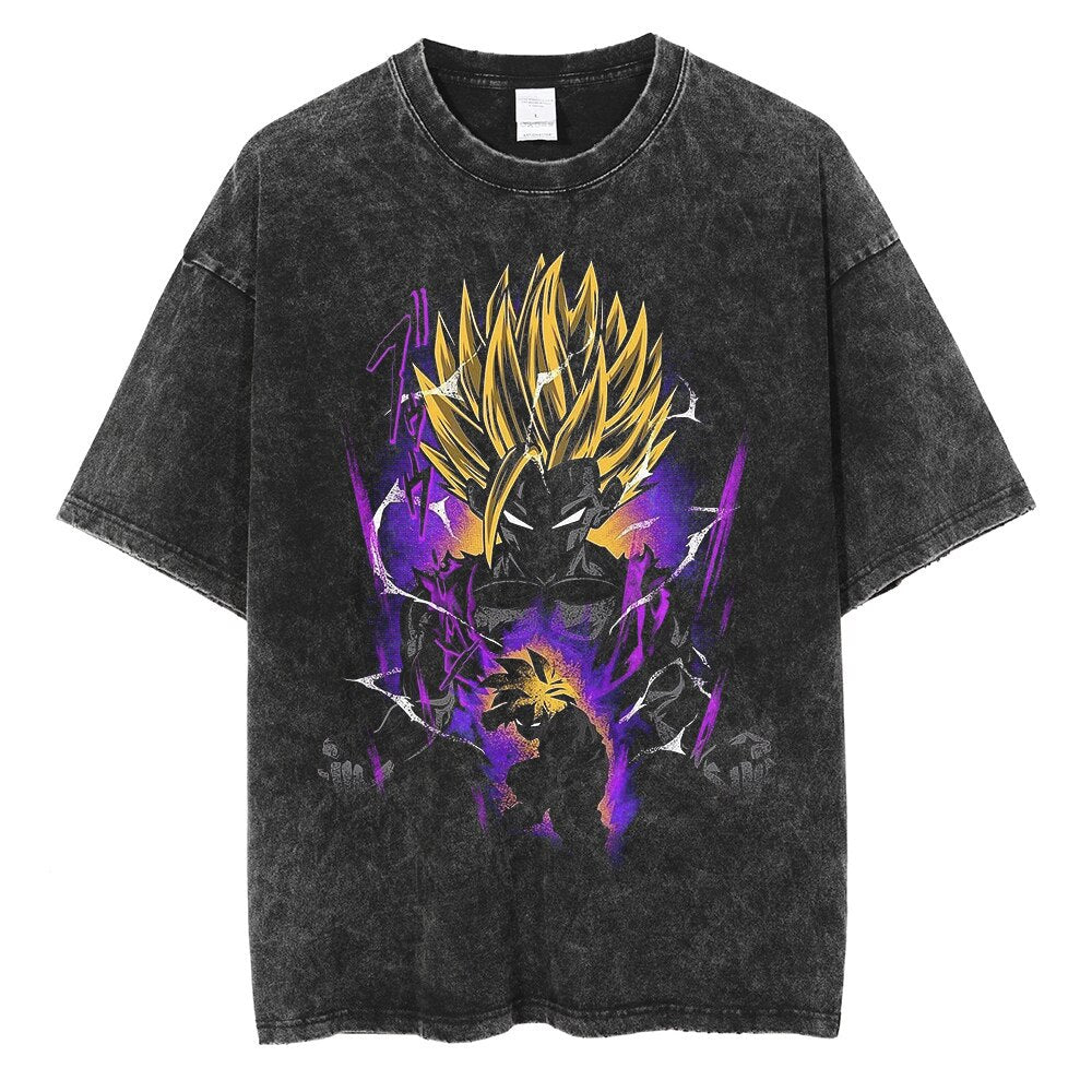 Anime Tshirt Men Hip Hop Vintage Washed Oversized Streetwear 100% Cotton 2023 Harajuku T-shirt Wholesale DropShipping