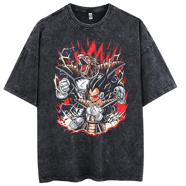 Anime Tshirt Men Hip Hop Vintage Washed Oversized Streetwear 100% Cotton 2023 Harajuku T-shirt Wholesale DropShipping